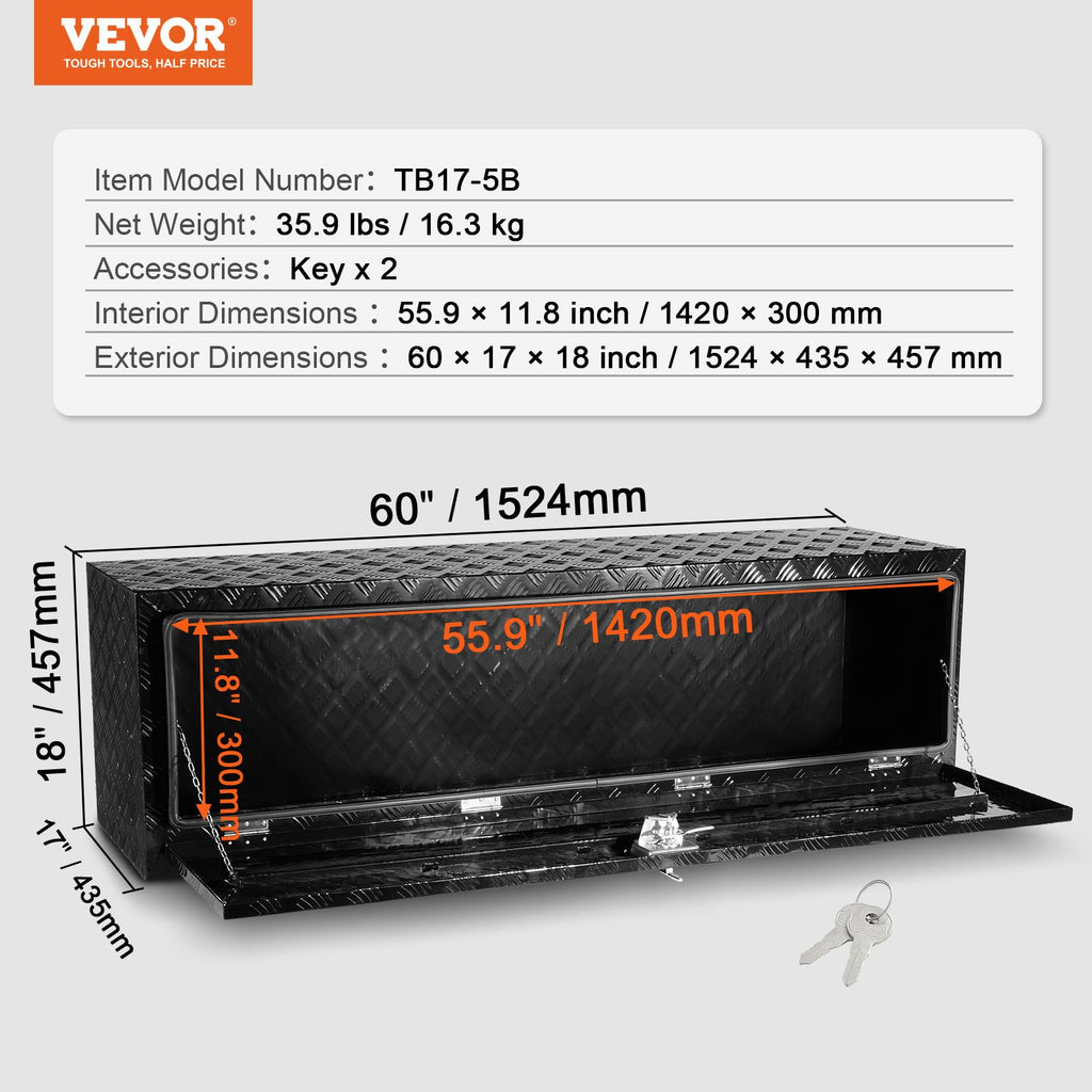 Įrankių dėžė sunkvežimiams VEVOR TB17-5B, 152 cm ilgio