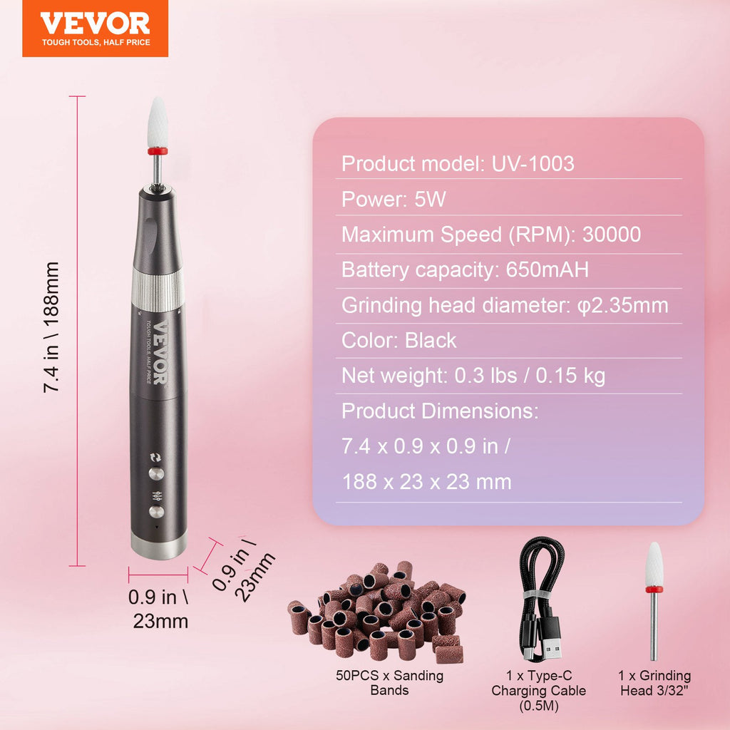Elektrinė nagų dildė VEVOR UV-1003, 30 000 aps./min.
