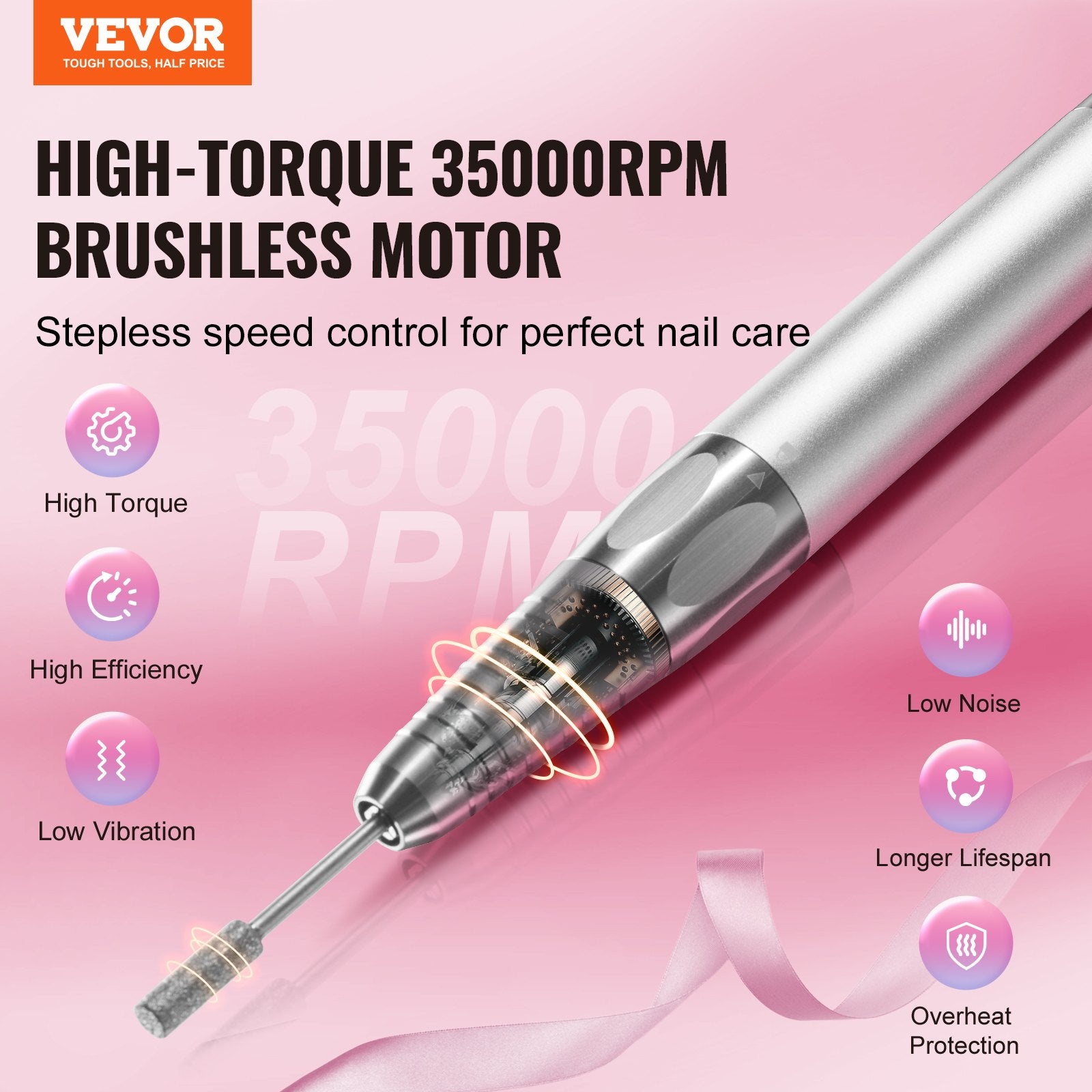 Elektrinė nagų dildė VEVOR SN360S, 35000 RPM