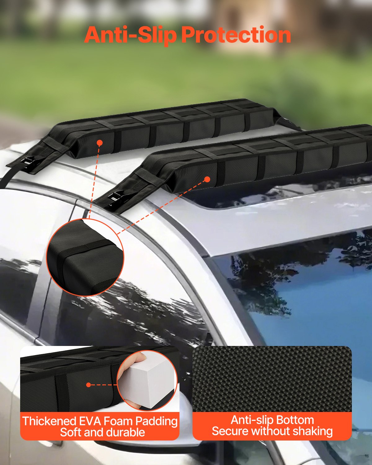 Minkštos stogo bagažinės pagalvėlės VEVOR SR03, 80 kg keliamoji galia