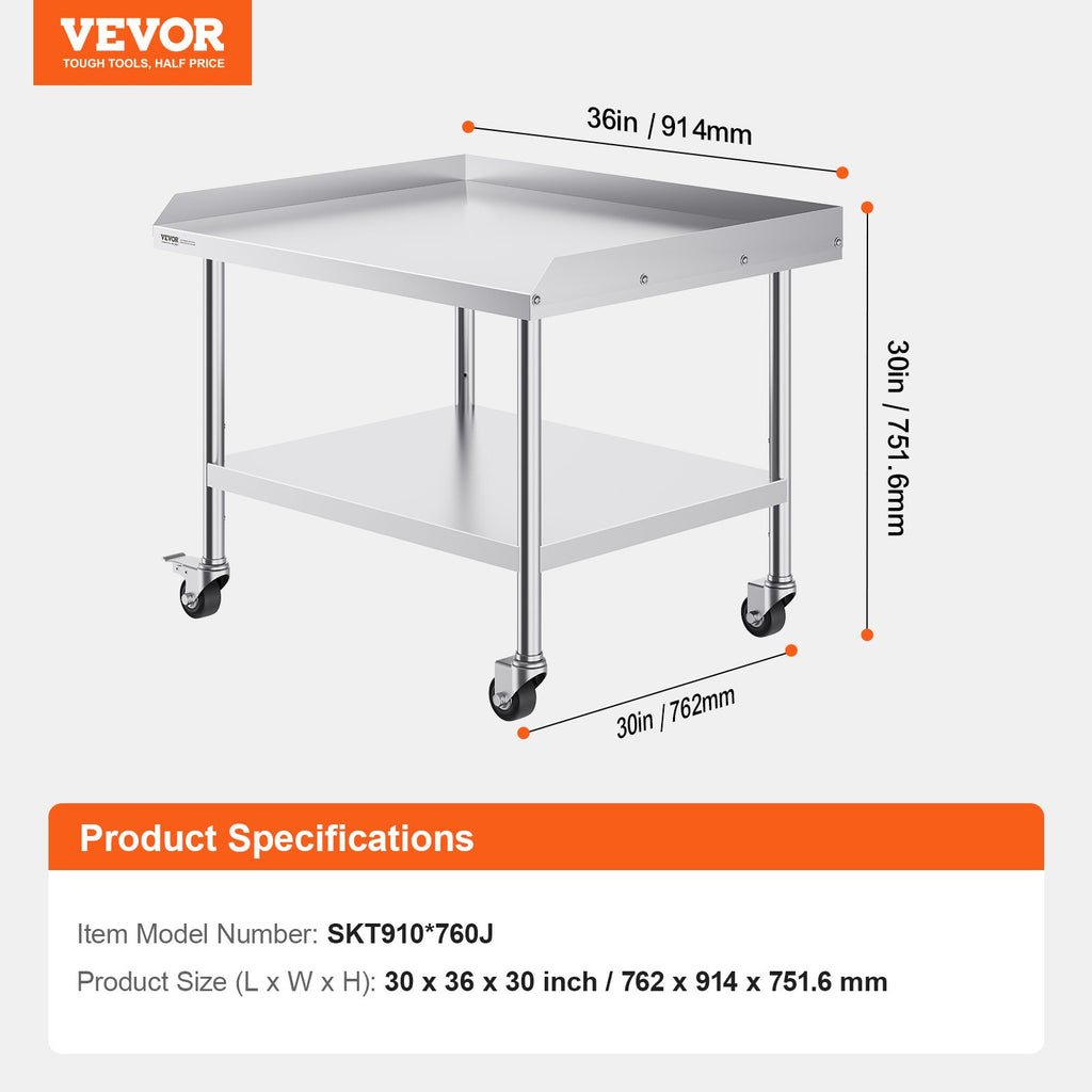 Nerūdijančio plieno darbo stalas VEVOR SKT910*760J, 76,2x91,4 cm