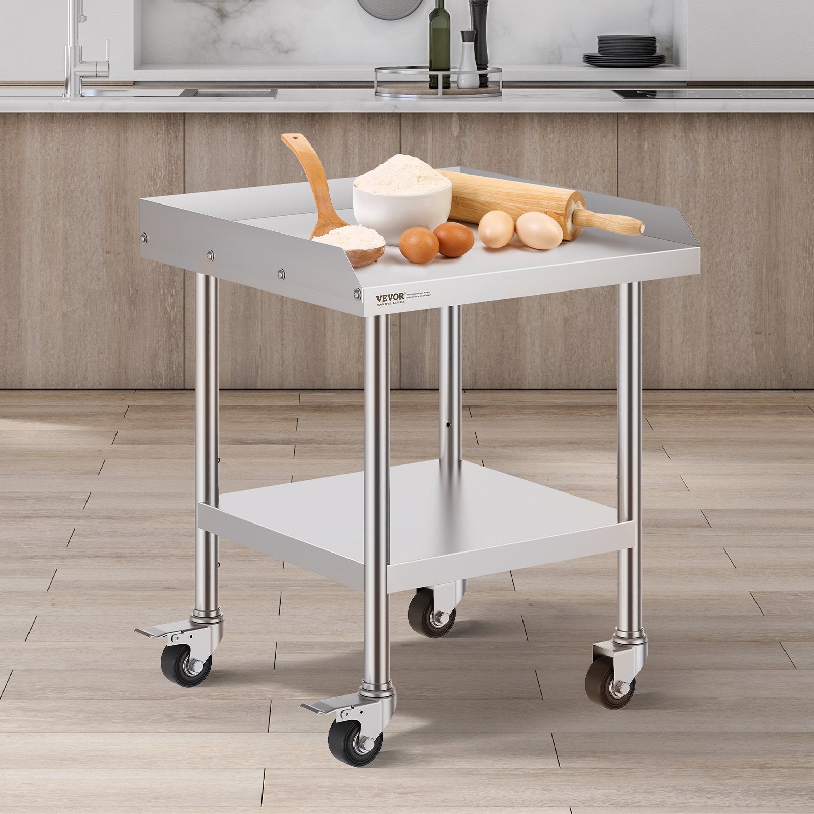 Nerūdijančio plieno darbo stalas VEVOR SKT610*610J, 61x61 cm