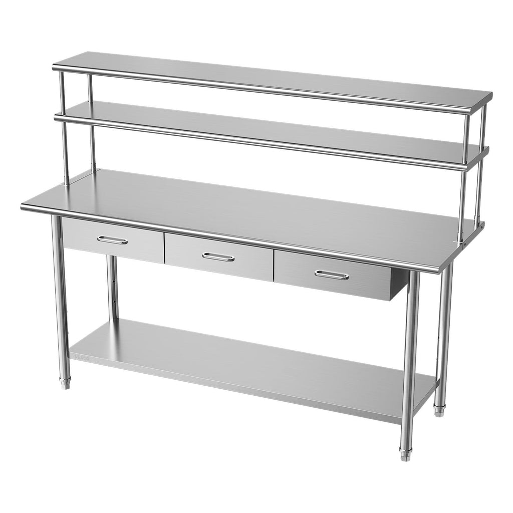 Nerūdijančio plieno darbo stalas VEVOR YH2-72-XP, 61x183 cm