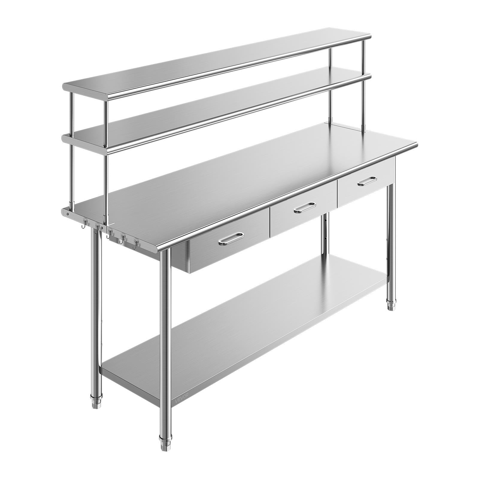 Nerūdijančio plieno darbo stalas VEVOR YH2-72-XP, 61x183 cm