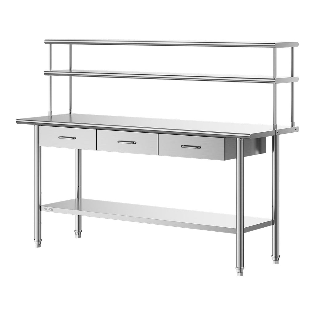 Nerūdijančio plieno darbo stalas VEVOR YH2-72-XP, 61x183 cm