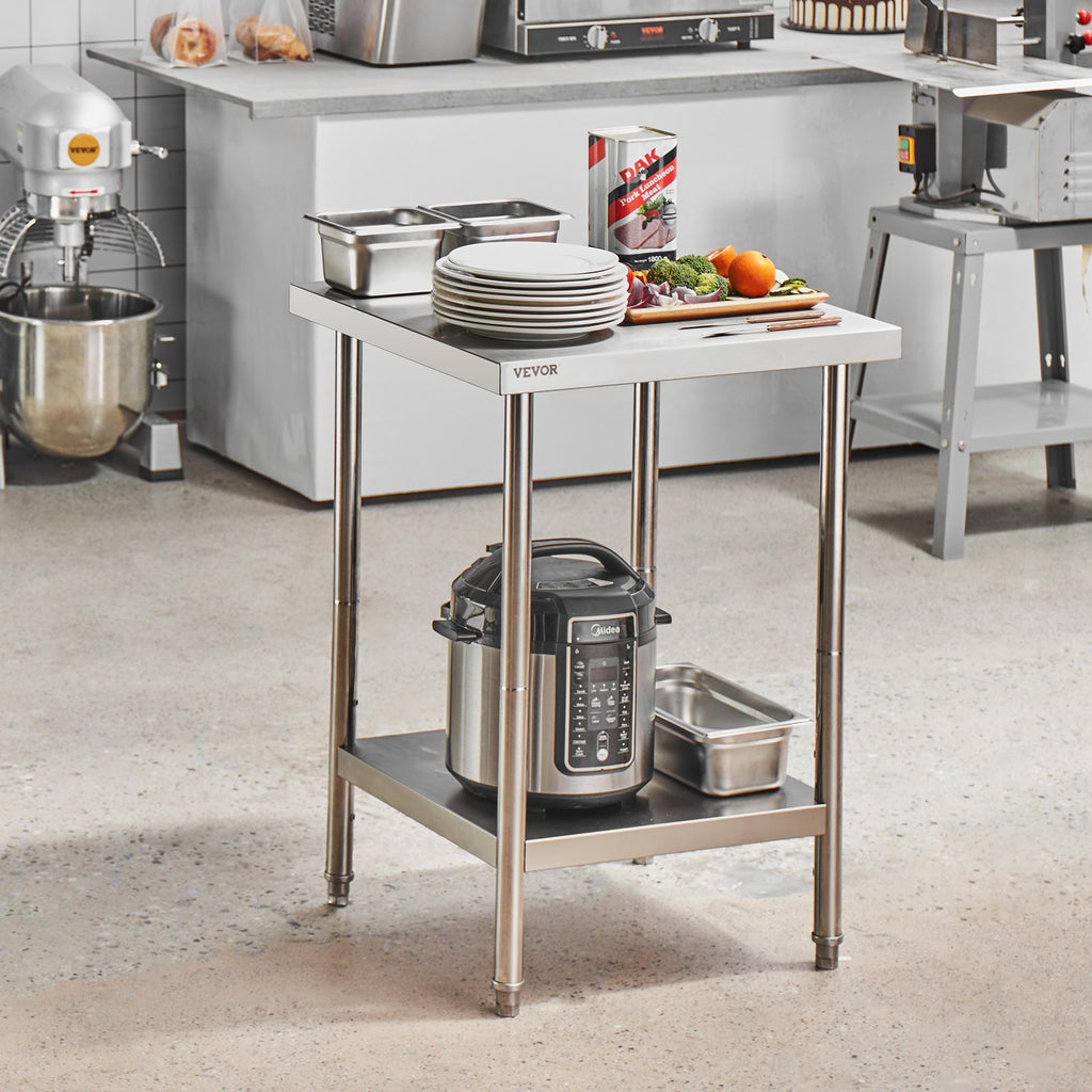 Nerūdijančio plieno paruošimo stalas VEVOR GZT610*610T, 610 x 610 x 864 mm