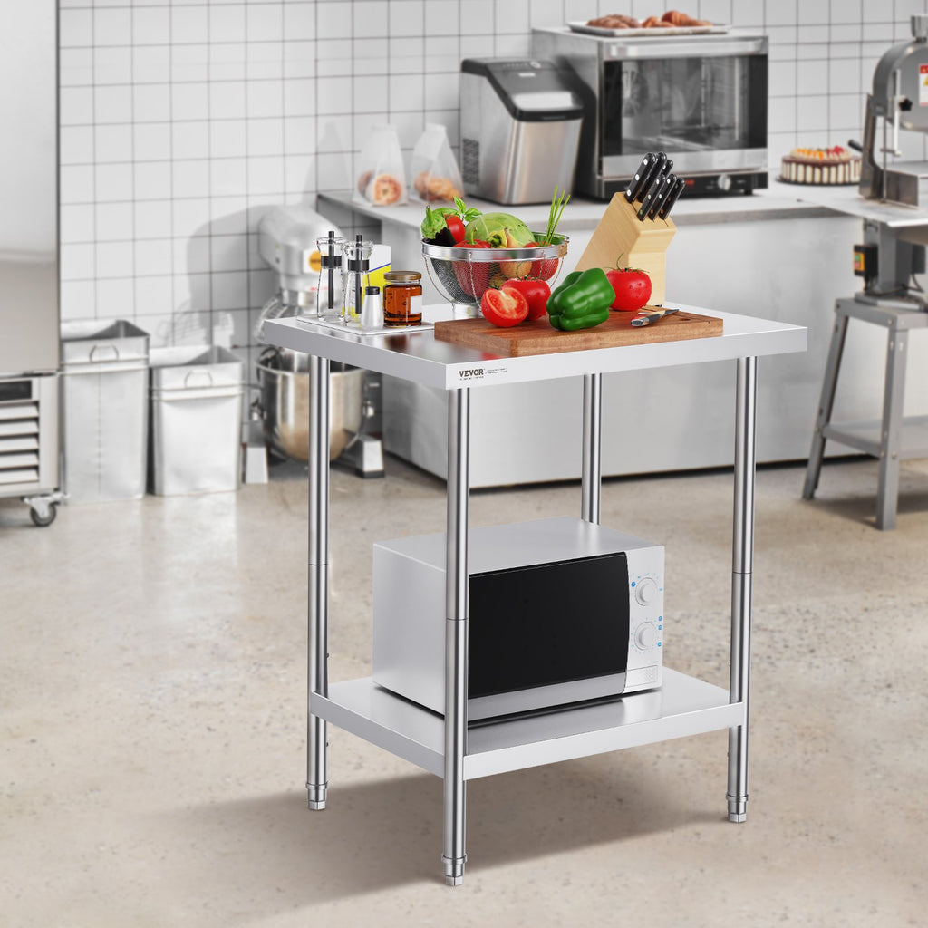 Nerūdijančio plieno darbo stalas VEVOR HET-24*30, 610 x 762 x 864 mm