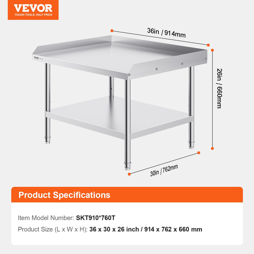 Nerūdijančio plieno darbo stalas VEVOR SKT910*760T, 76 x 91 cm