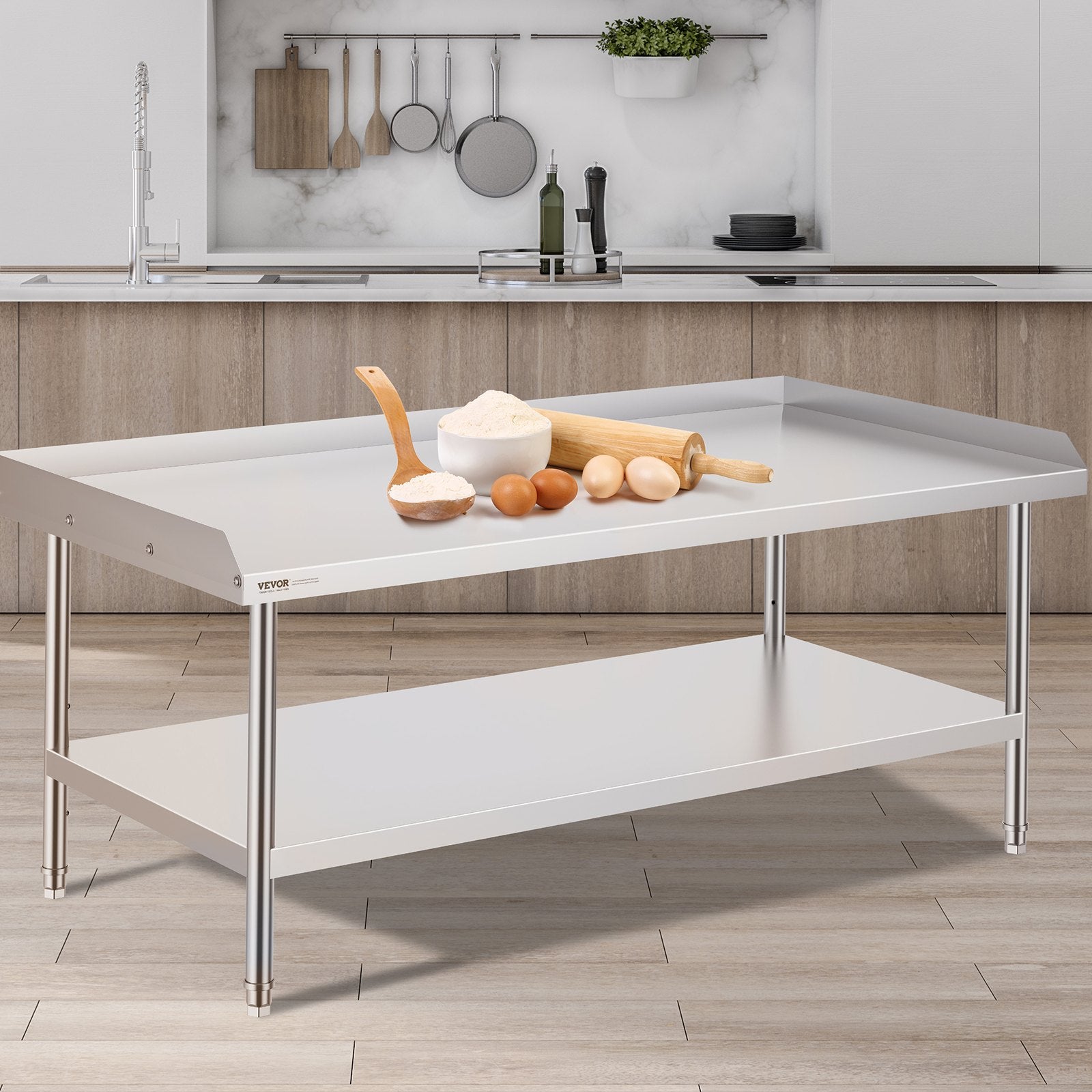 Nerūdijančio plieno darbo stalas VEVOR SKT1520*760T, 152 x 76 cm