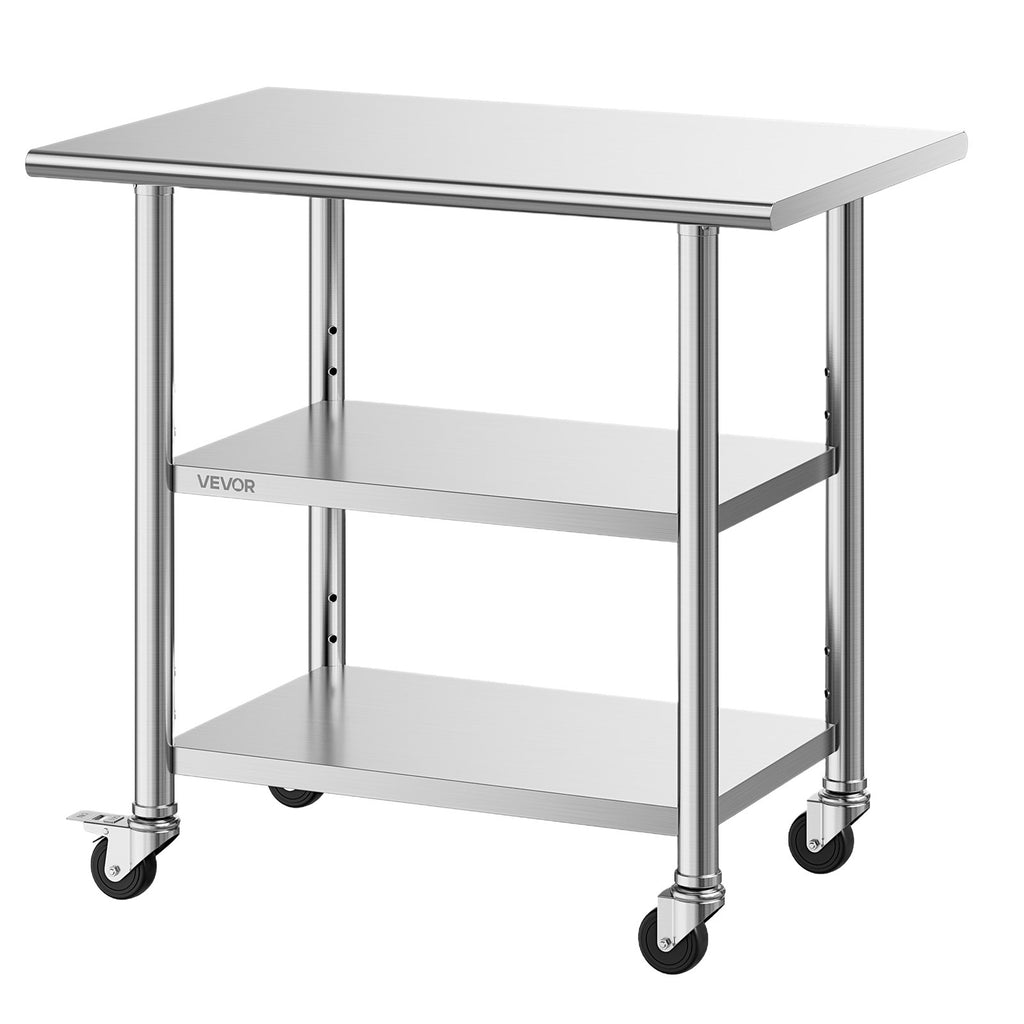 Nerūdijančio plieno darbo stalas VEVOR YH3-J-36, 61 x 91,5 cm