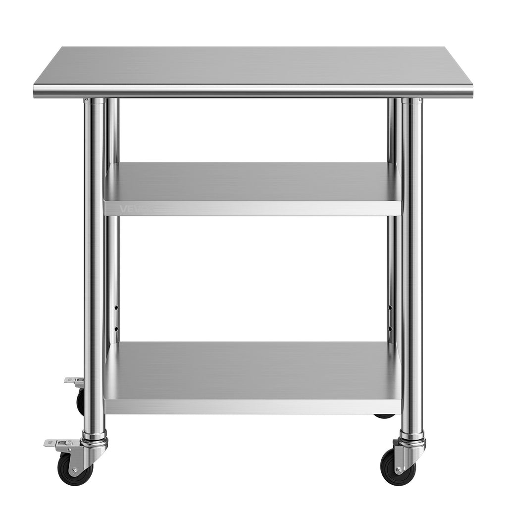 Nerūdijančio plieno darbo stalas VEVOR YH3-J-36, 61 x 91,5 cm