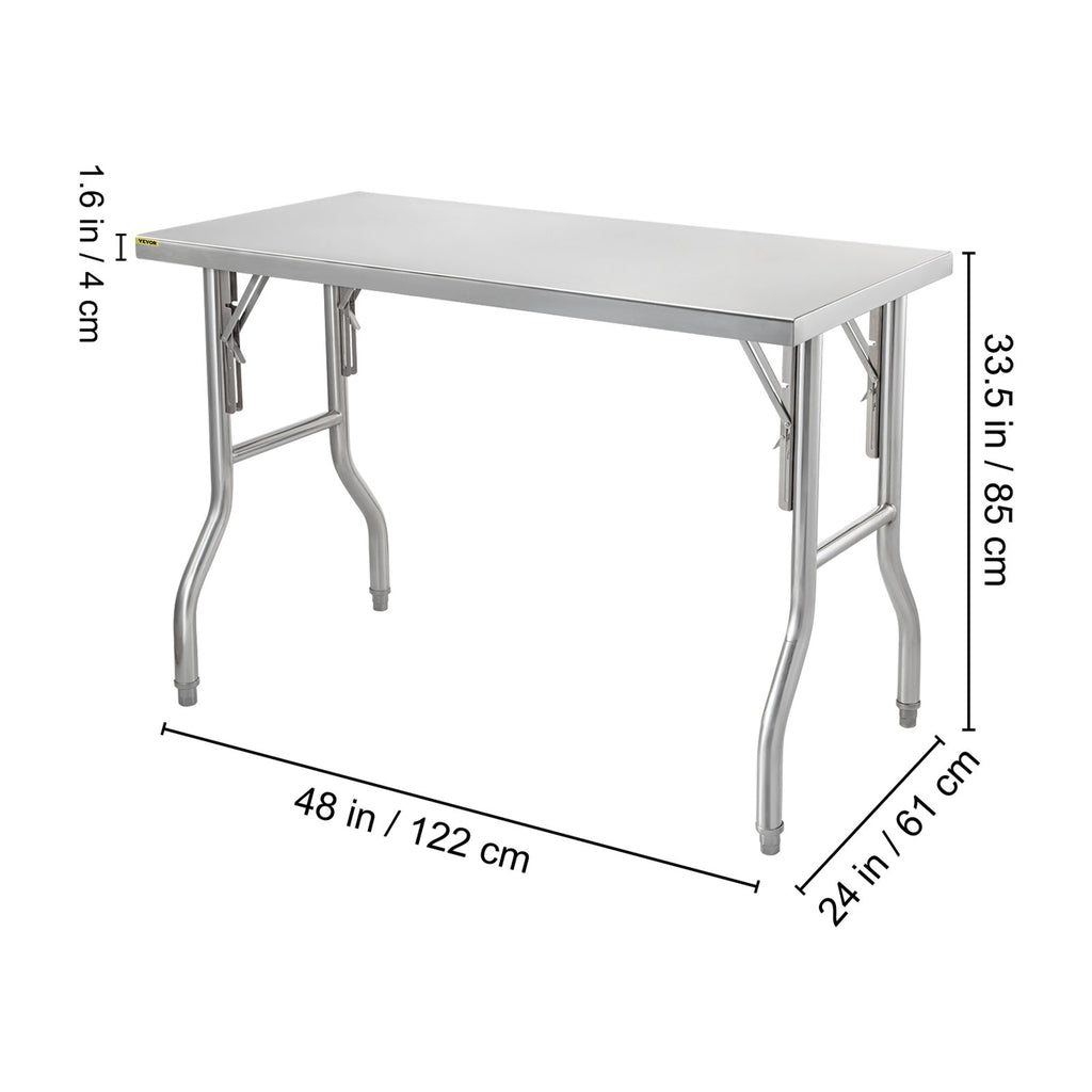 Sulankstomas nerūdijančio plieno darbo stalas VEVOR ZDGZT122*61, 122x61 cm