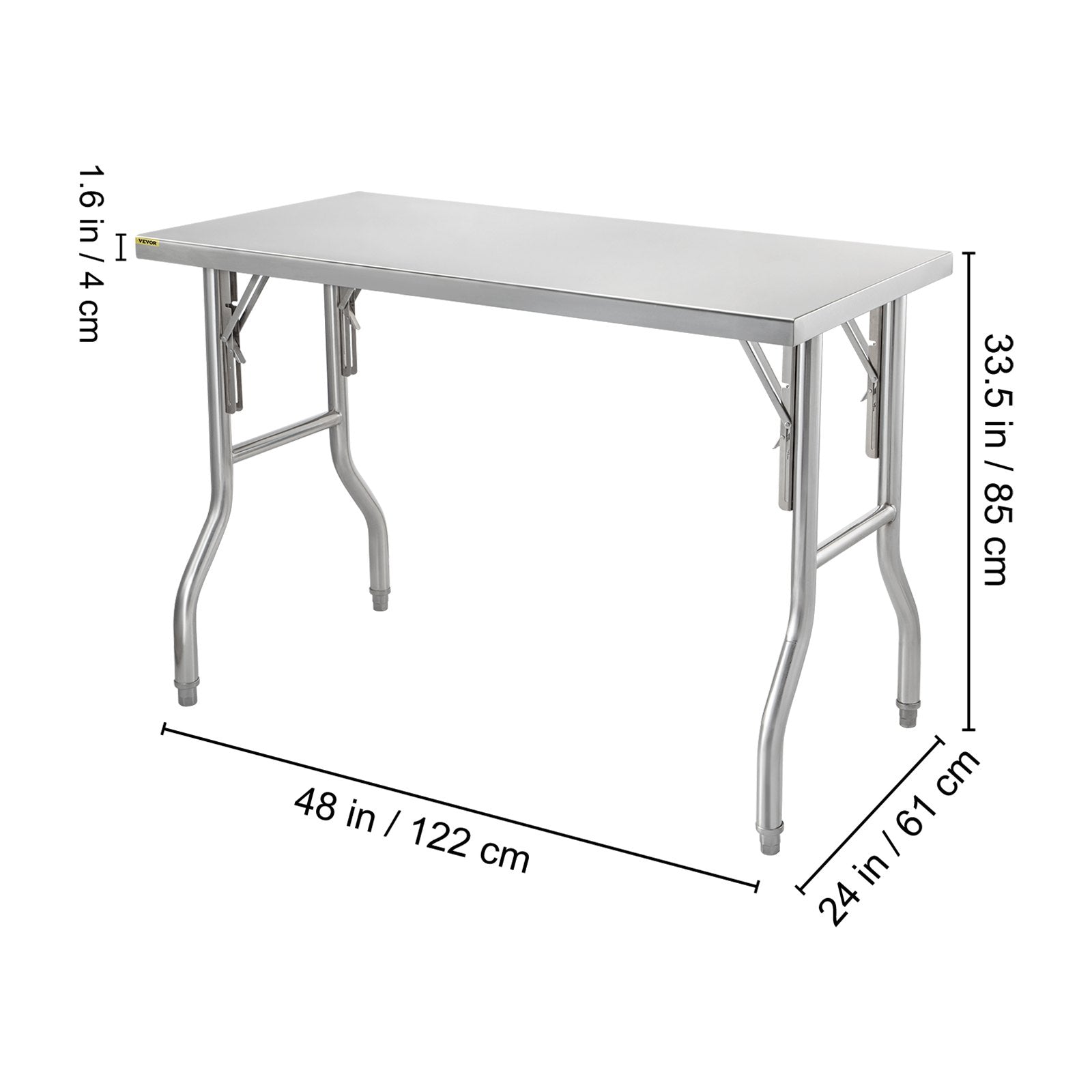 Sulankstomas nerūdijančio plieno darbo stalas VEVOR ZDGZT122*61, 122x61 cm