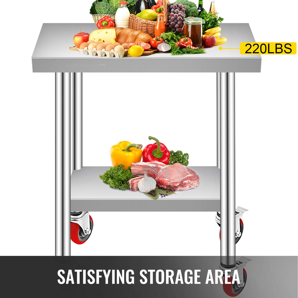 Nerūdijančio plieno darbo stalas VEVOR GZT76*30.5JL, 317 kg apkrova