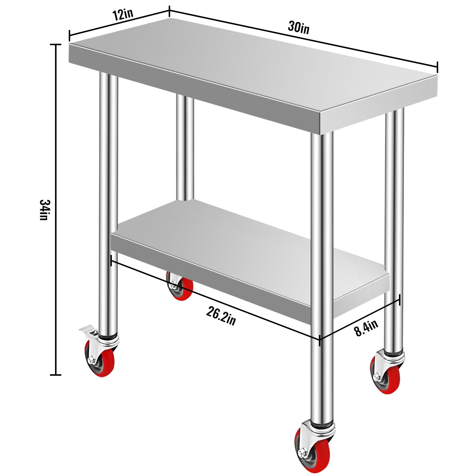 Nerūdijančio plieno darbo stalas VEVOR GZT76*30.5JL, 317 kg apkrova