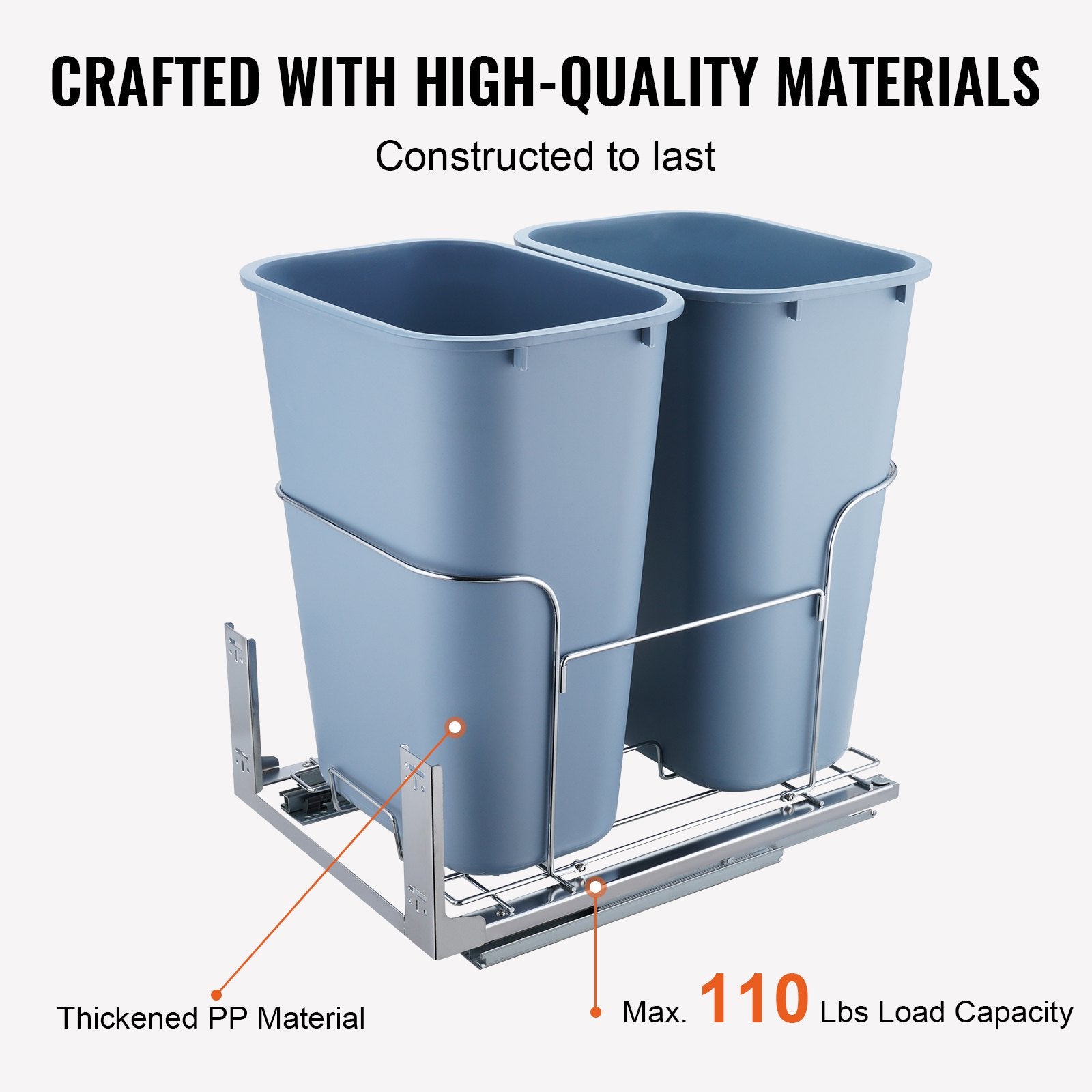 Ištraukiama šiukšliadėžė VEVOR YC1352SY, 2 x 35 l