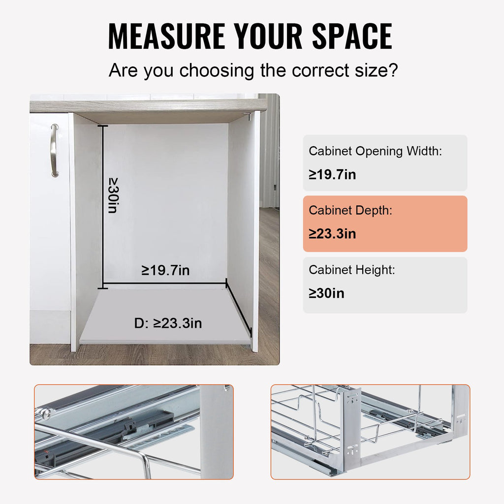 Ištraukiama šiukšliadėžė VEVOR YC1352SY, 2 x 35 l