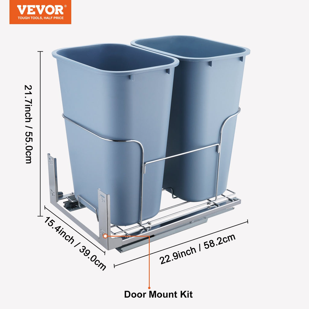 Ištraukiama šiukšliadėžė VEVOR YC1352SY, 2 x 35 l