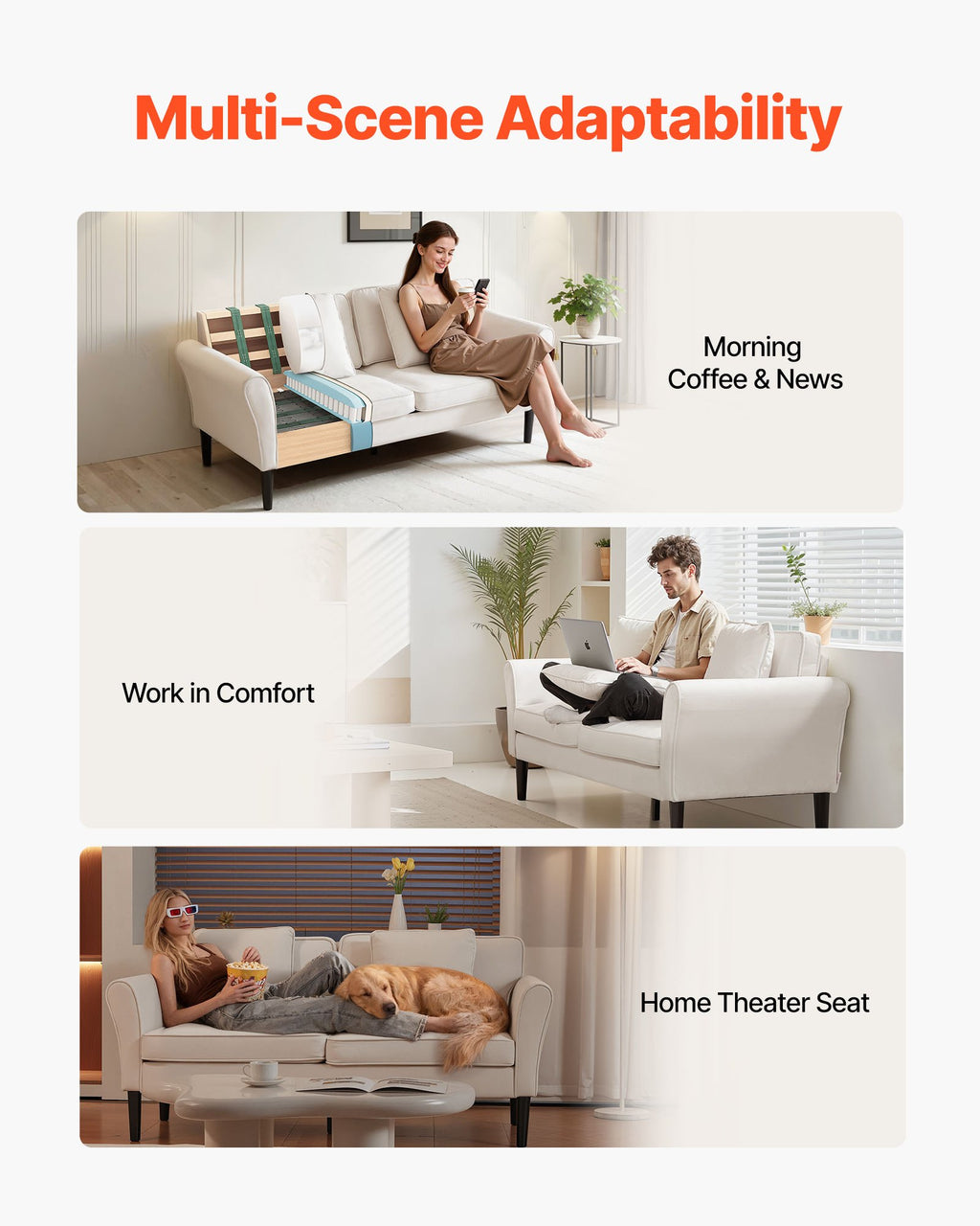 Dvivietė sofa VEVOR GDS0203-2, 176 cm