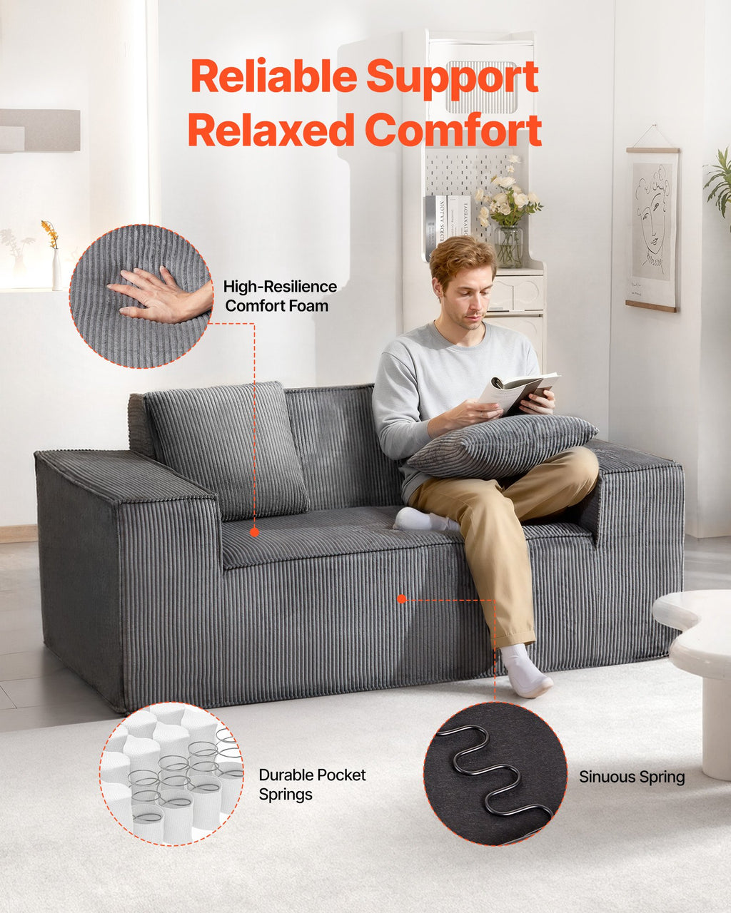 Dvivietė sofa VEVOR 247054, 160 cm