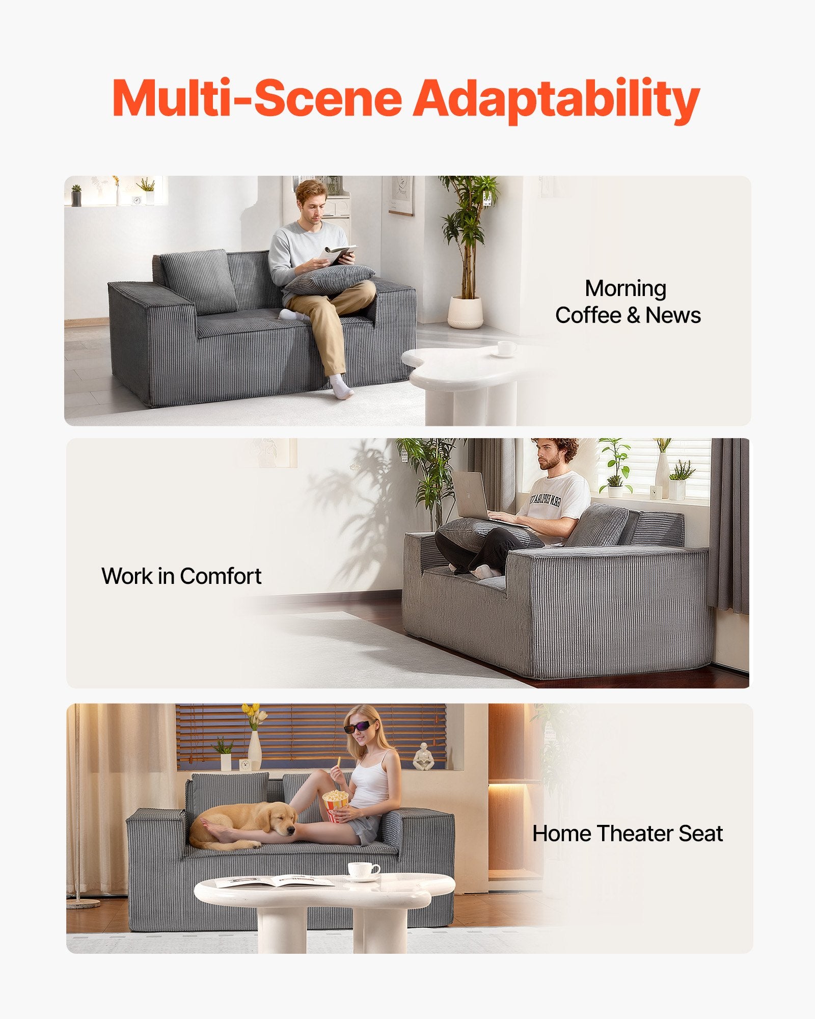 Dvivietė sofa VEVOR 247054, 160 cm