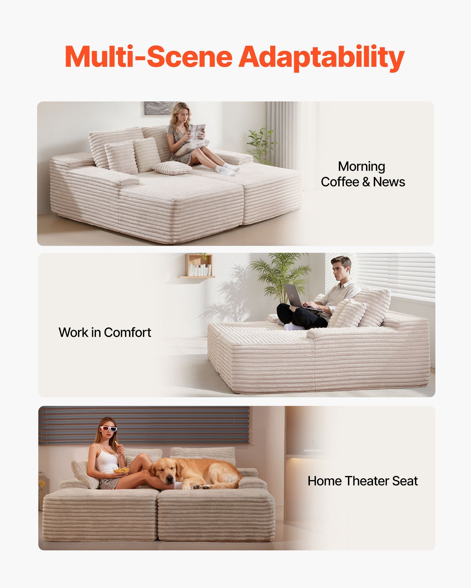 Dvivietė sofa VEVOR 247055, 210 cm