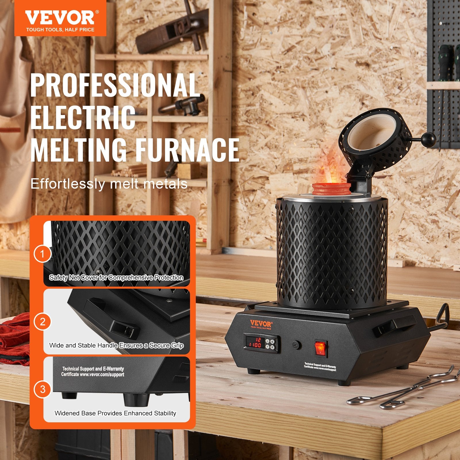 Elektrinė metalo lydymo krosnis VEVOR GF1150ND2-3KG, 1350W
