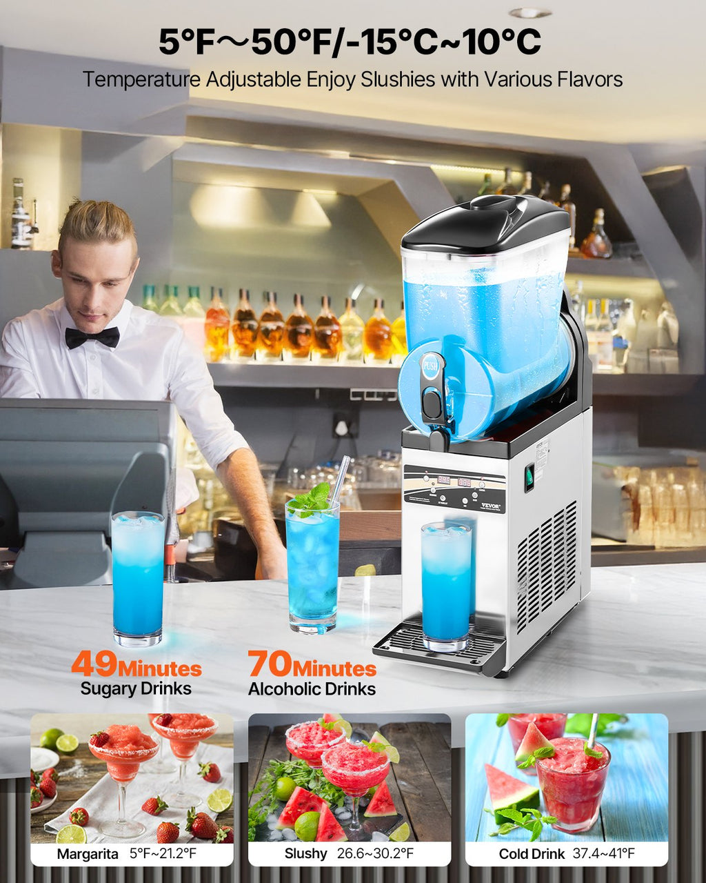 Šaldytų gėrimų gaminimo aparatas VEVOR X-150, 15 l talpa