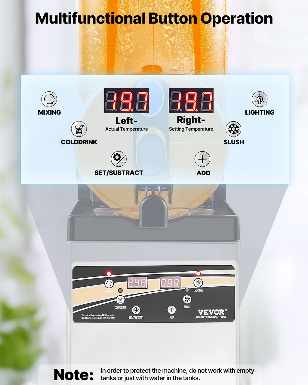 Šaldytų gėrimų gaminimo aparatas VEVOR X-150, 15 l talpa