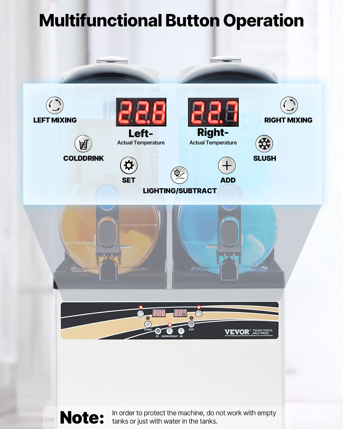 Šaldytų gėrimų aparatas VEVOR X-300, 2x15 l talpa