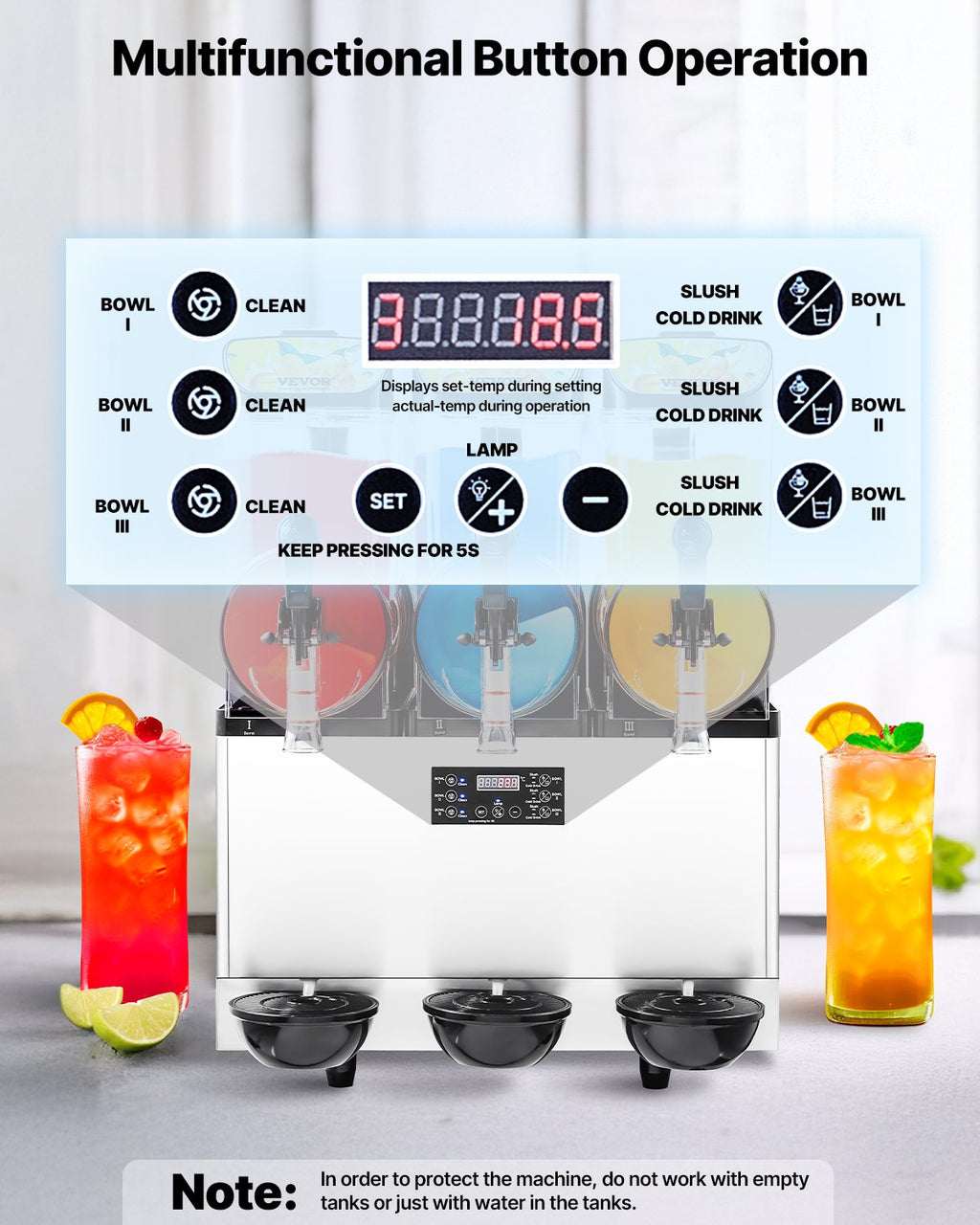 Šaldytų gėrimų aparatas VEVOR X-450, 3 x 15 l talpa