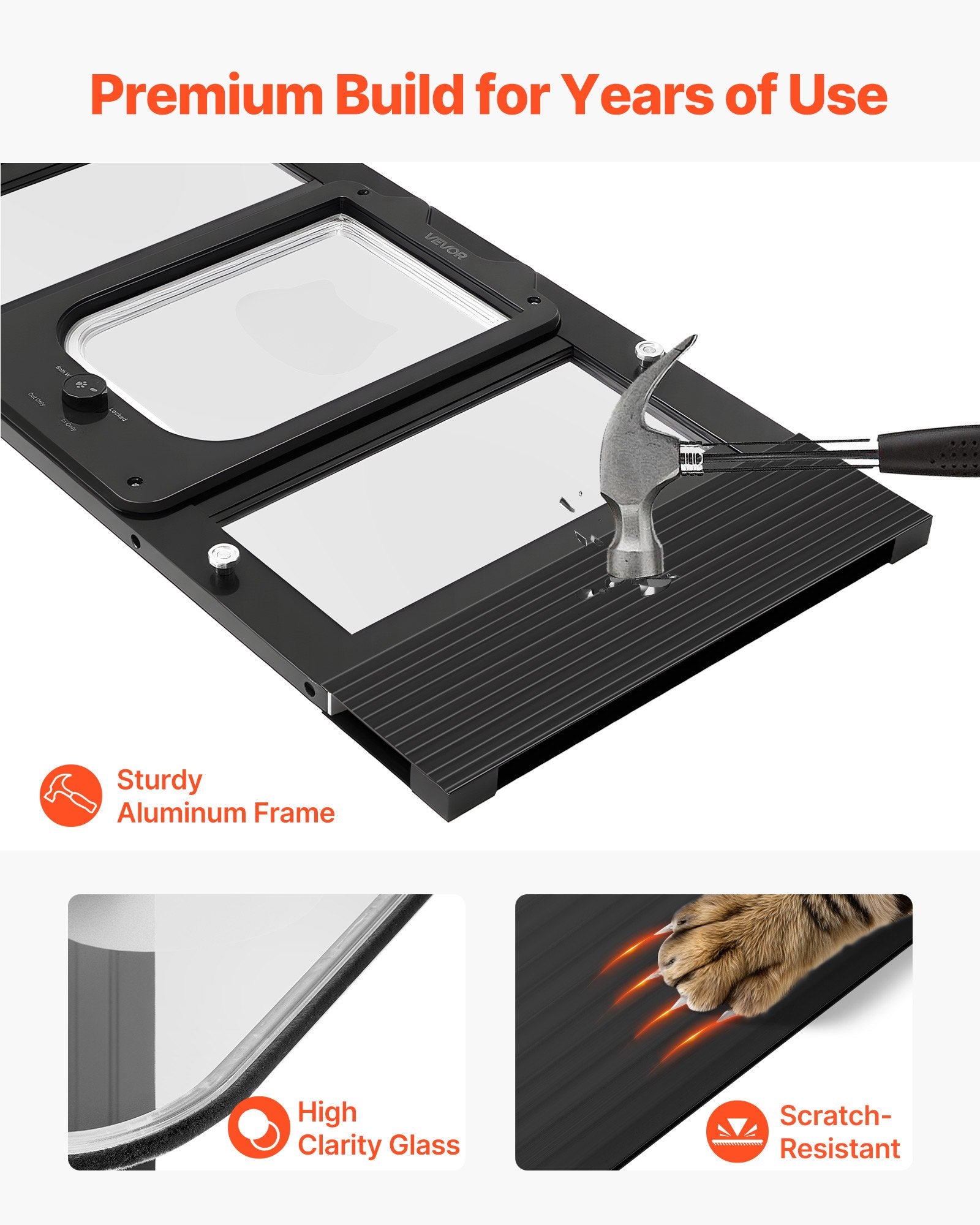 Durys katėms į langą VEVOR SKT-03, 686–813 mm pločiui