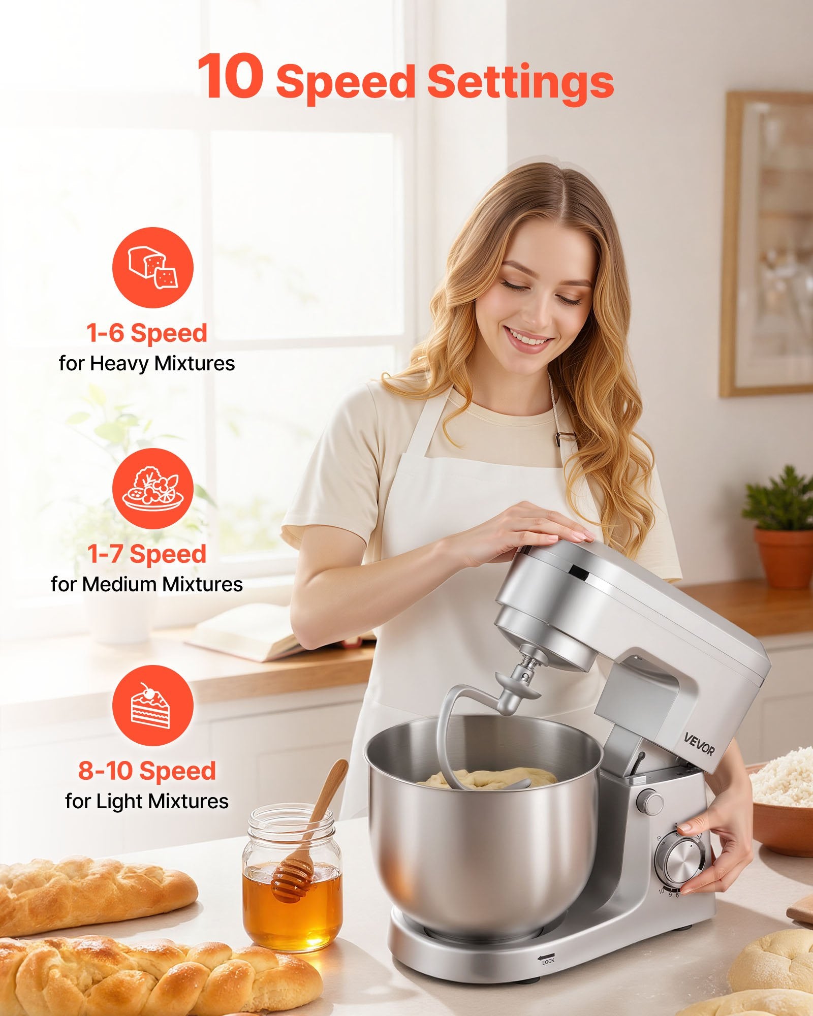 Virtuvinis kombainas VEVOR SM-2541H, 1500W, 5.7 l