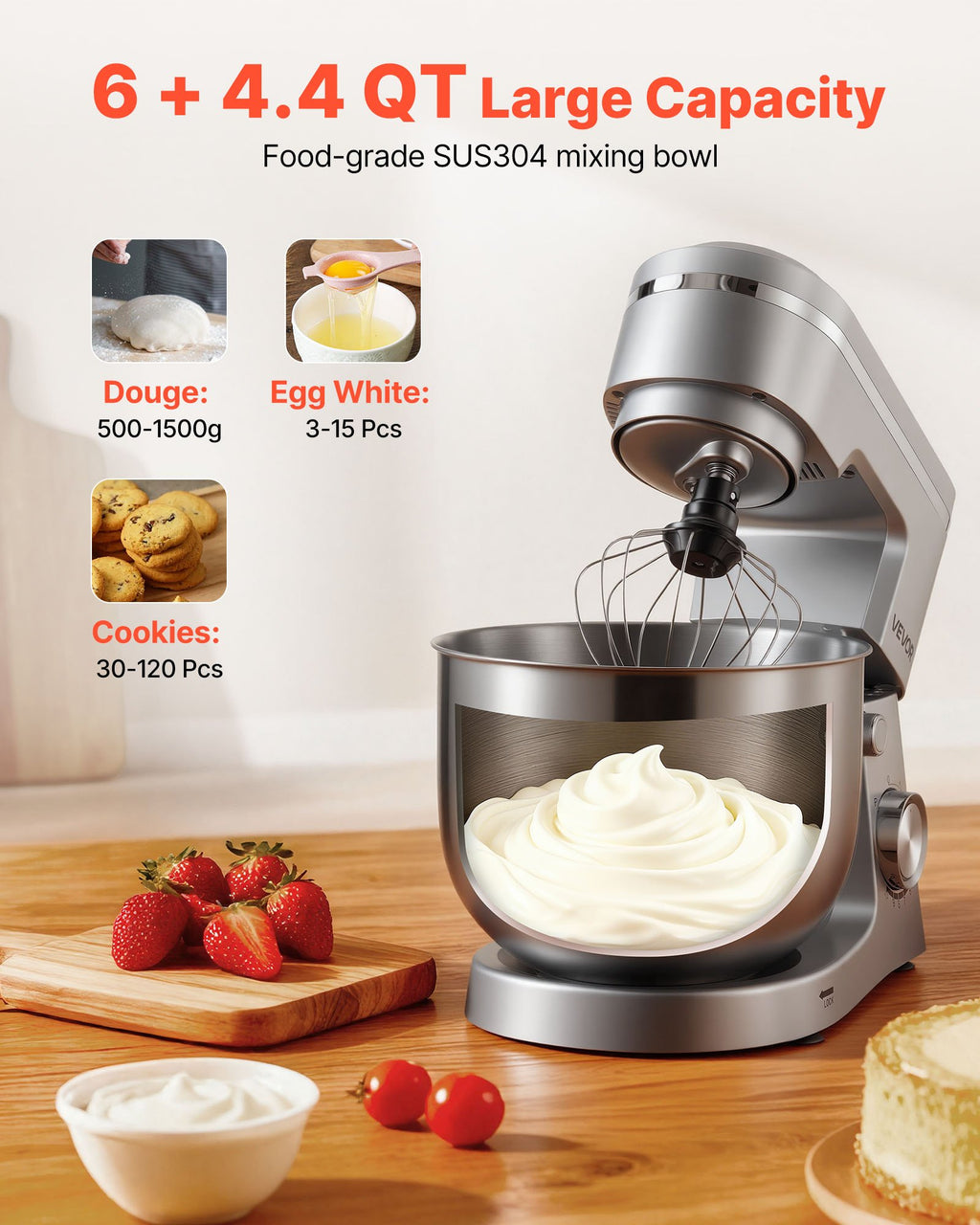 Virtuvinis kombainas VEVOR SM-2541H, 1500W, 5.7 l
