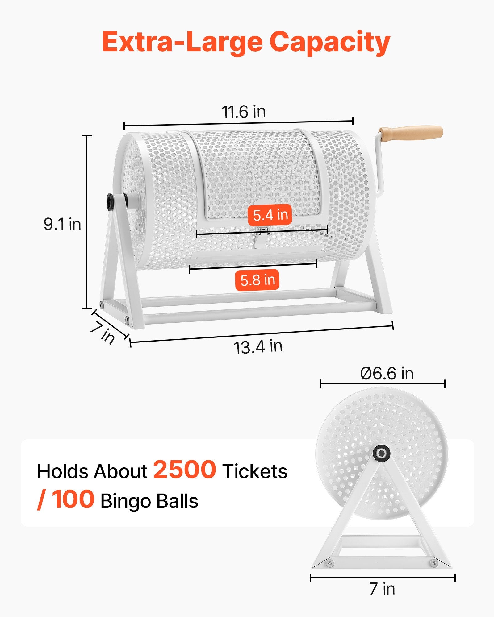 Loterijos būgnas VEVOR TY-0711-5.3, 2500 bilietų talpa