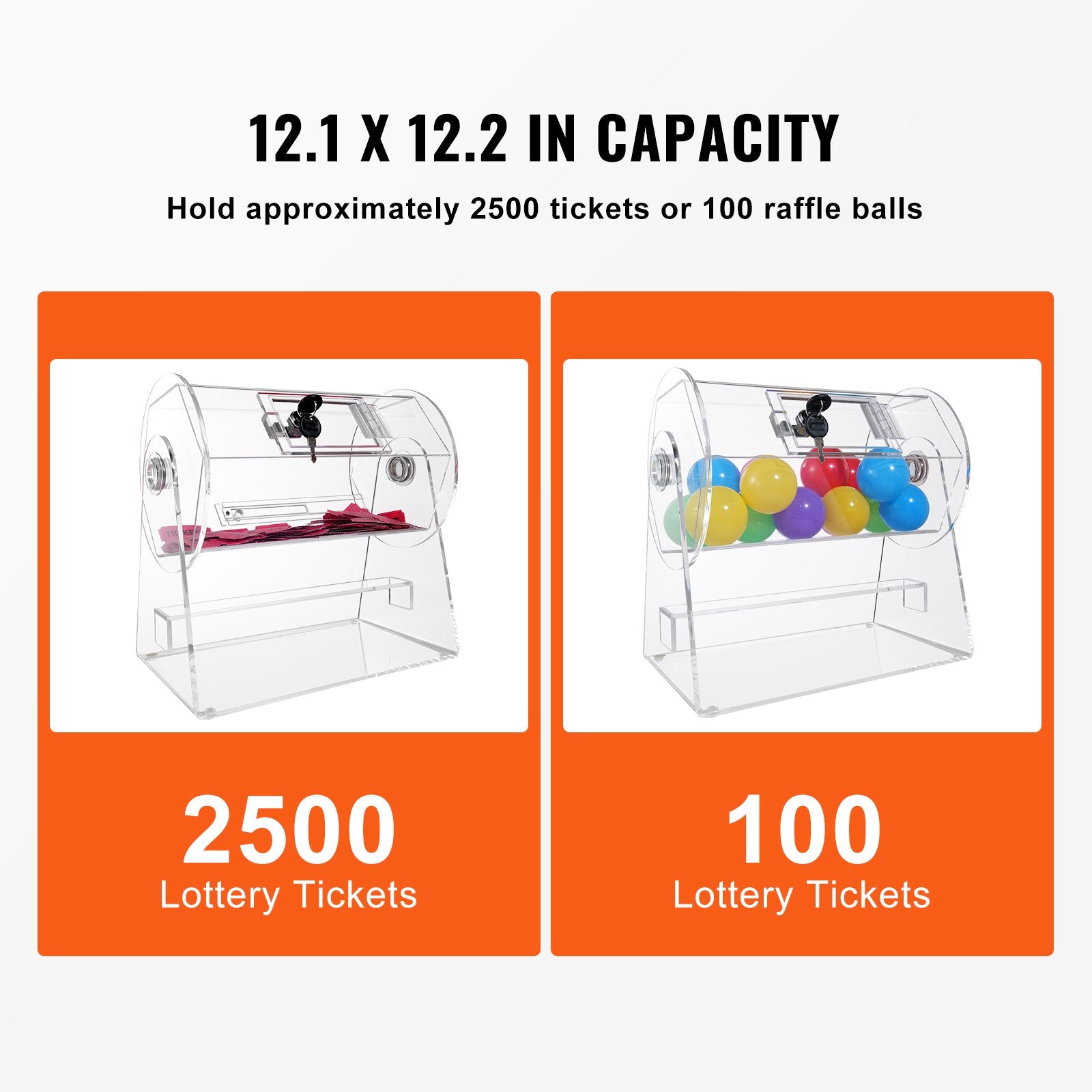 Loterijos būgnas VEVOR 12-AC, 2500 bilietų talpa