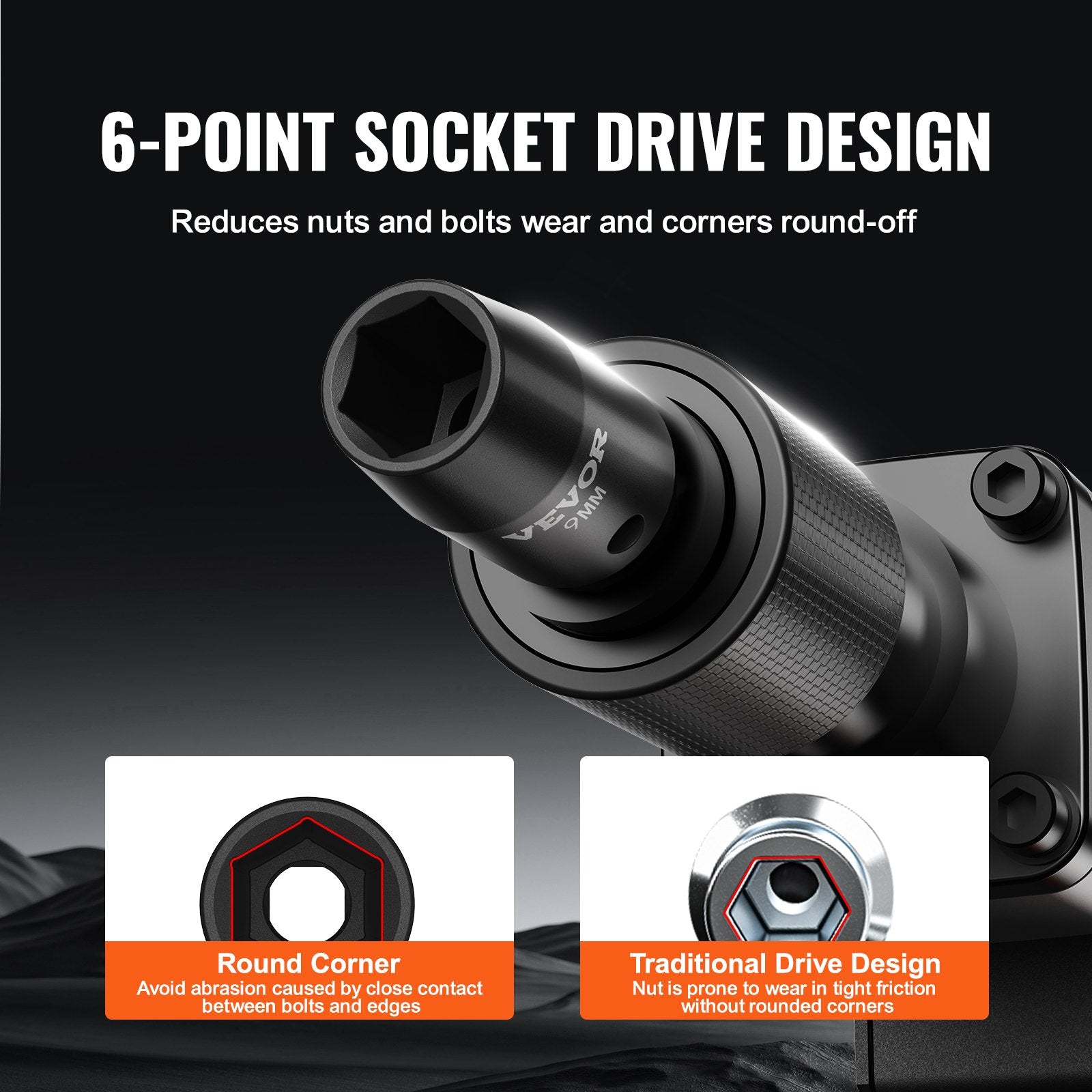 Smūginių galvučių rinkinys VEVOR SX38MST1400, 14 dalių, 7–20 mm