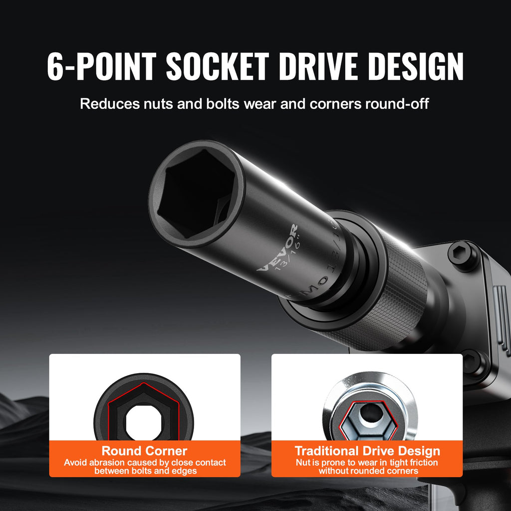 Smūginių galvučių rinkinys VEVOR SX38D15000, 15 dalių, 8-22 mm