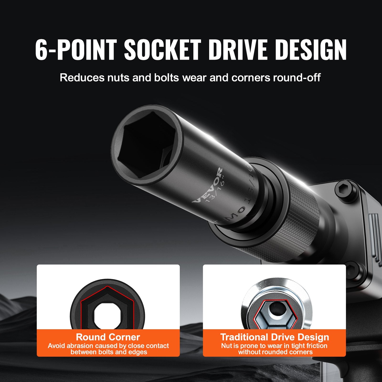Smūginių galvučių rinkinys VEVOR SX38D15000, 15 dalių, 8-22 mm