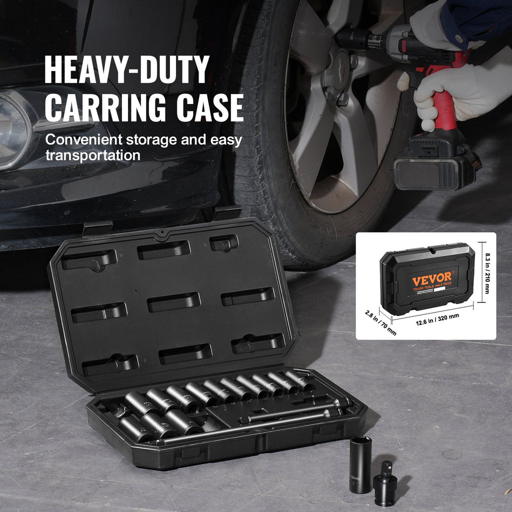 Smūginių galvučių rinkinys VEVOR XL3066, 18 dalių, 8–22 mm