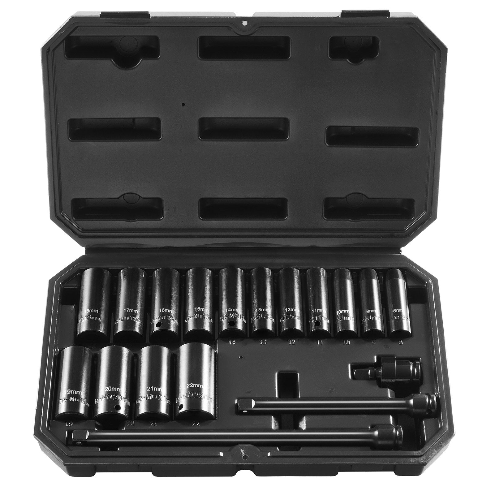 Smūginių galvučių rinkinys VEVOR XL3066, 18 dalių, 8–22 mm