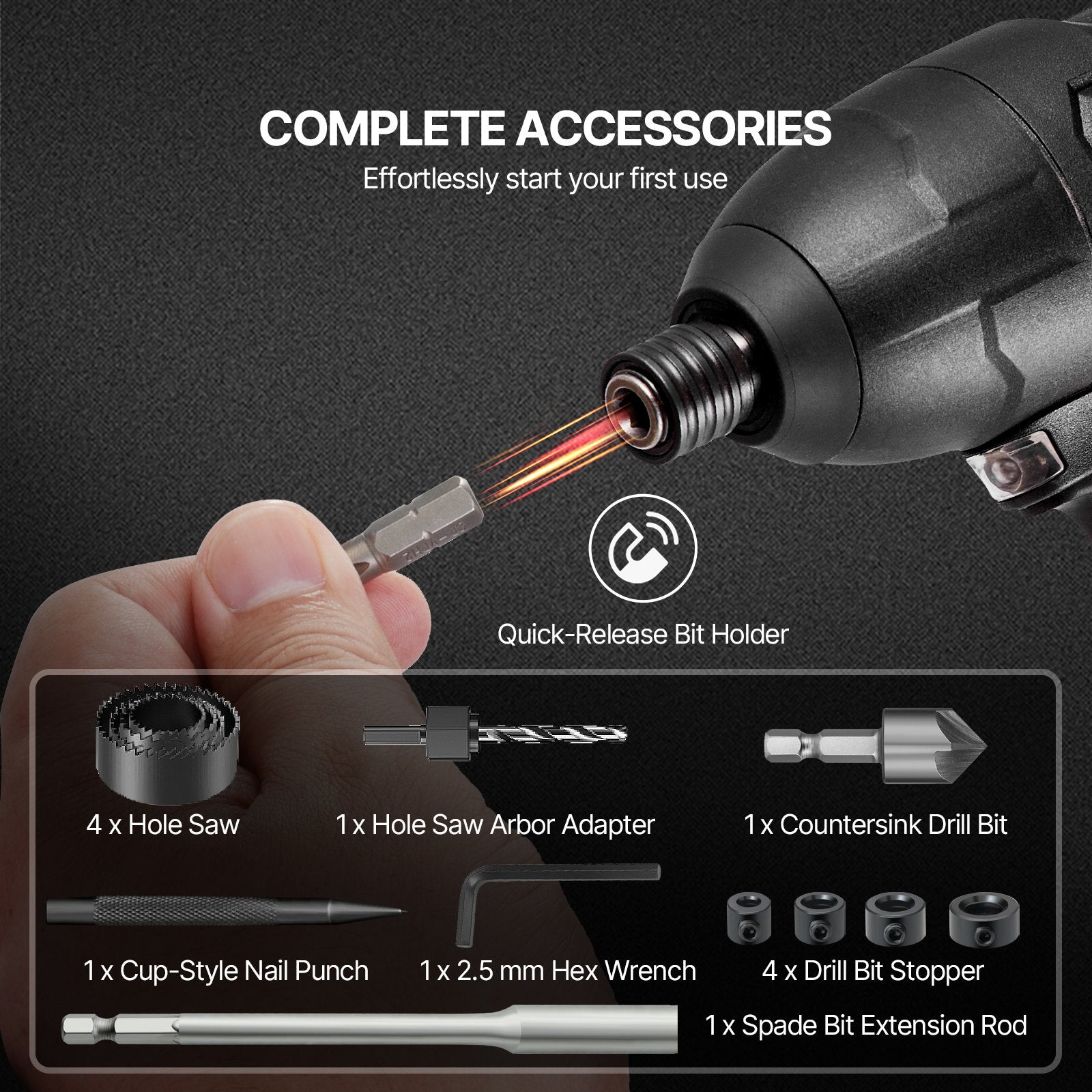 Grąžtų ir suktuvo antgalių rinkinys VEVOR 246PCS DRILL & BIT SET, 246 dalių