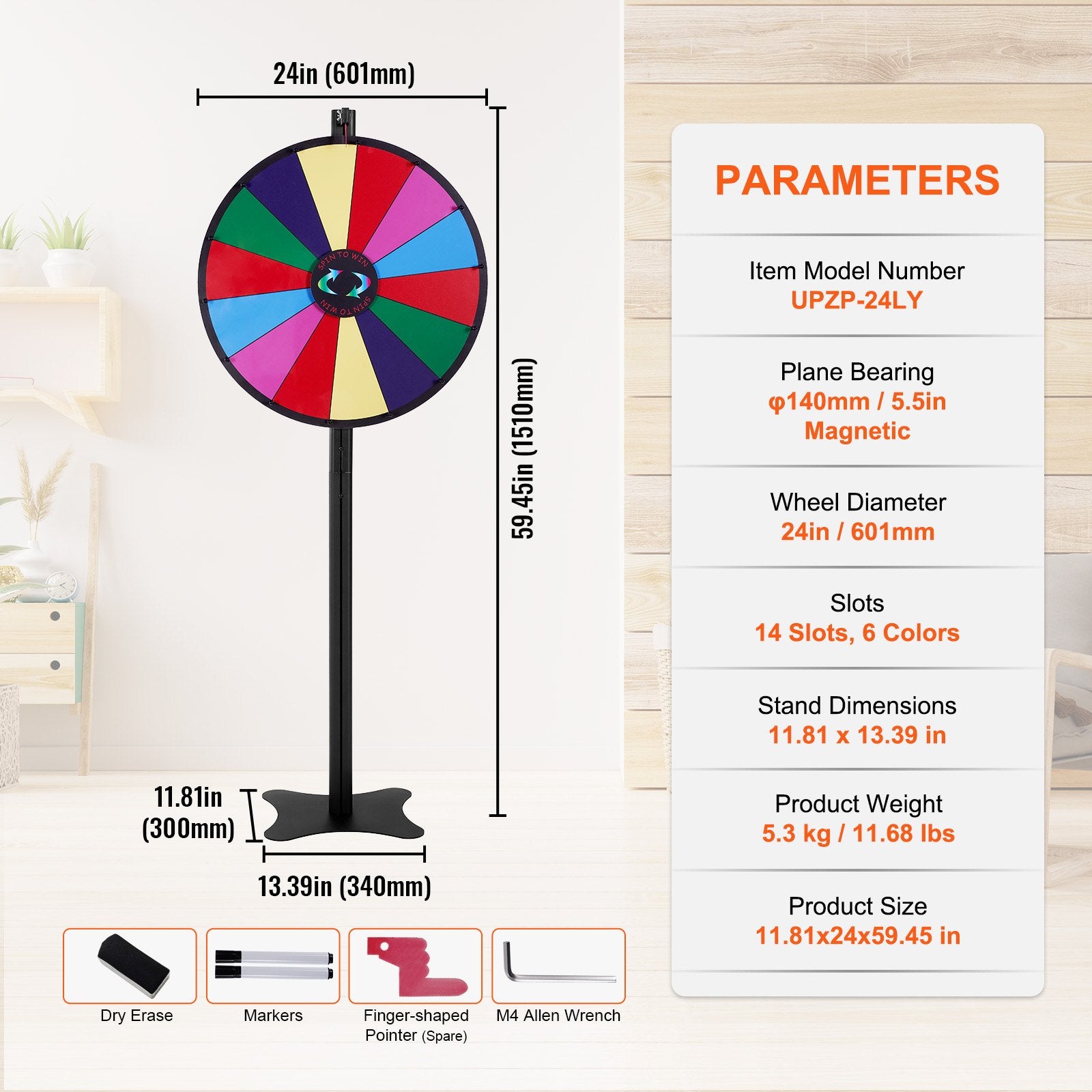 Laimės ratas VEVOR UPZP-24LY, 60 cm skersmens