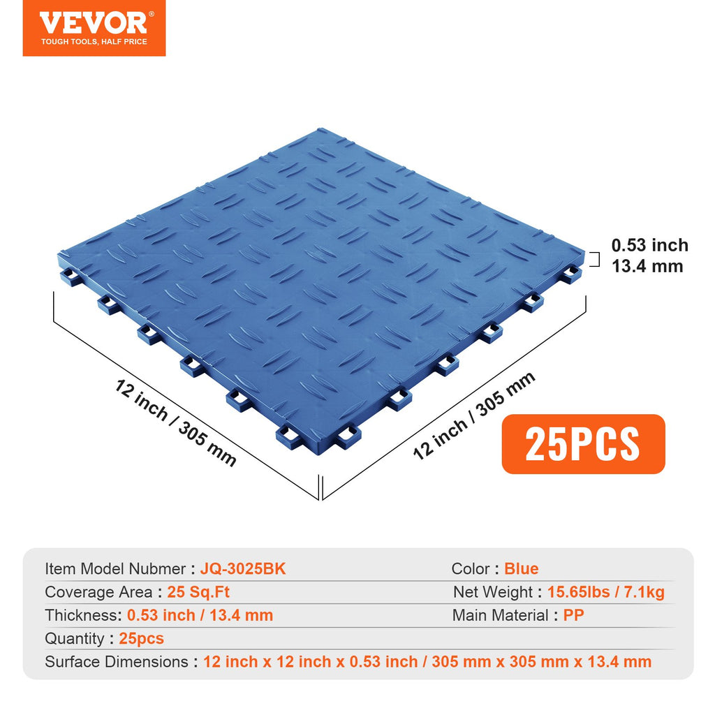 Garažo grindų plytelės VEVOR JQ-3025BK, 25 vnt. rinkinys