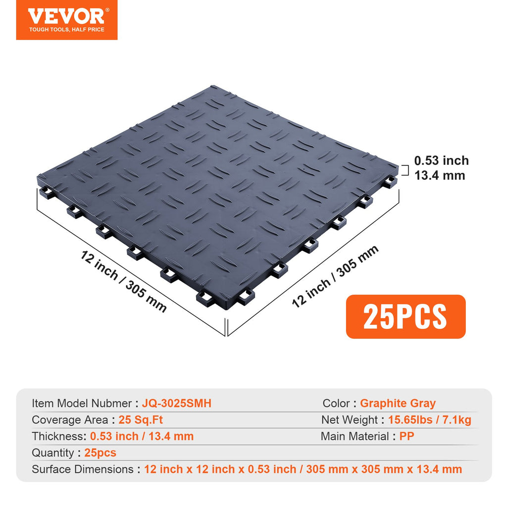 Garažo grindų plytelės VEVOR JQ-3025SMH, 25 vnt. rinkinys