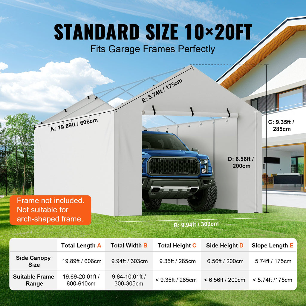 Pavėsinės šoninė sienelė VEVOR SXYQCPBBCP10X20, 3 x 6 m
