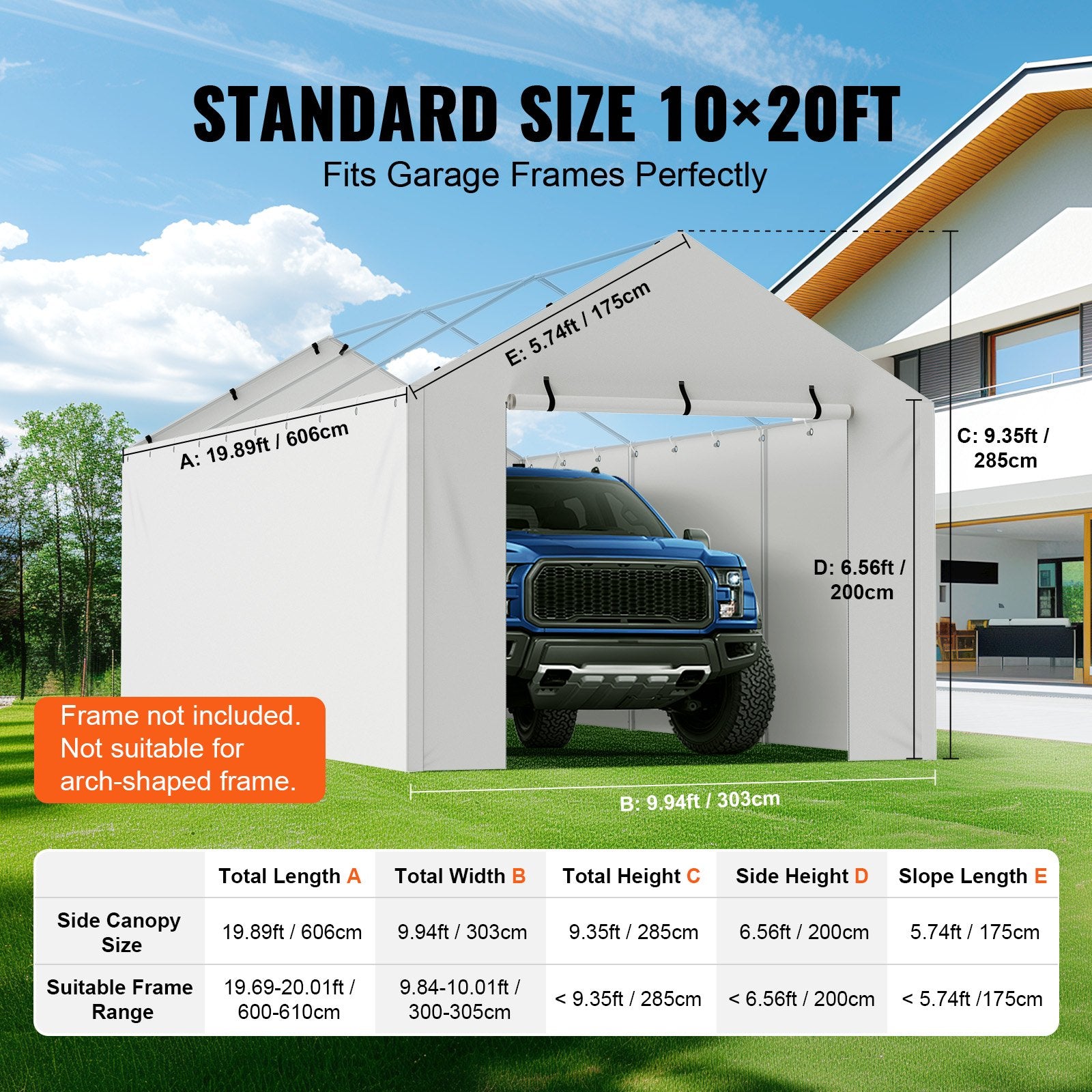 Pavėsinės šoninė sienelė VEVOR SXYQCPBBCP10X20, 3 x 6 m