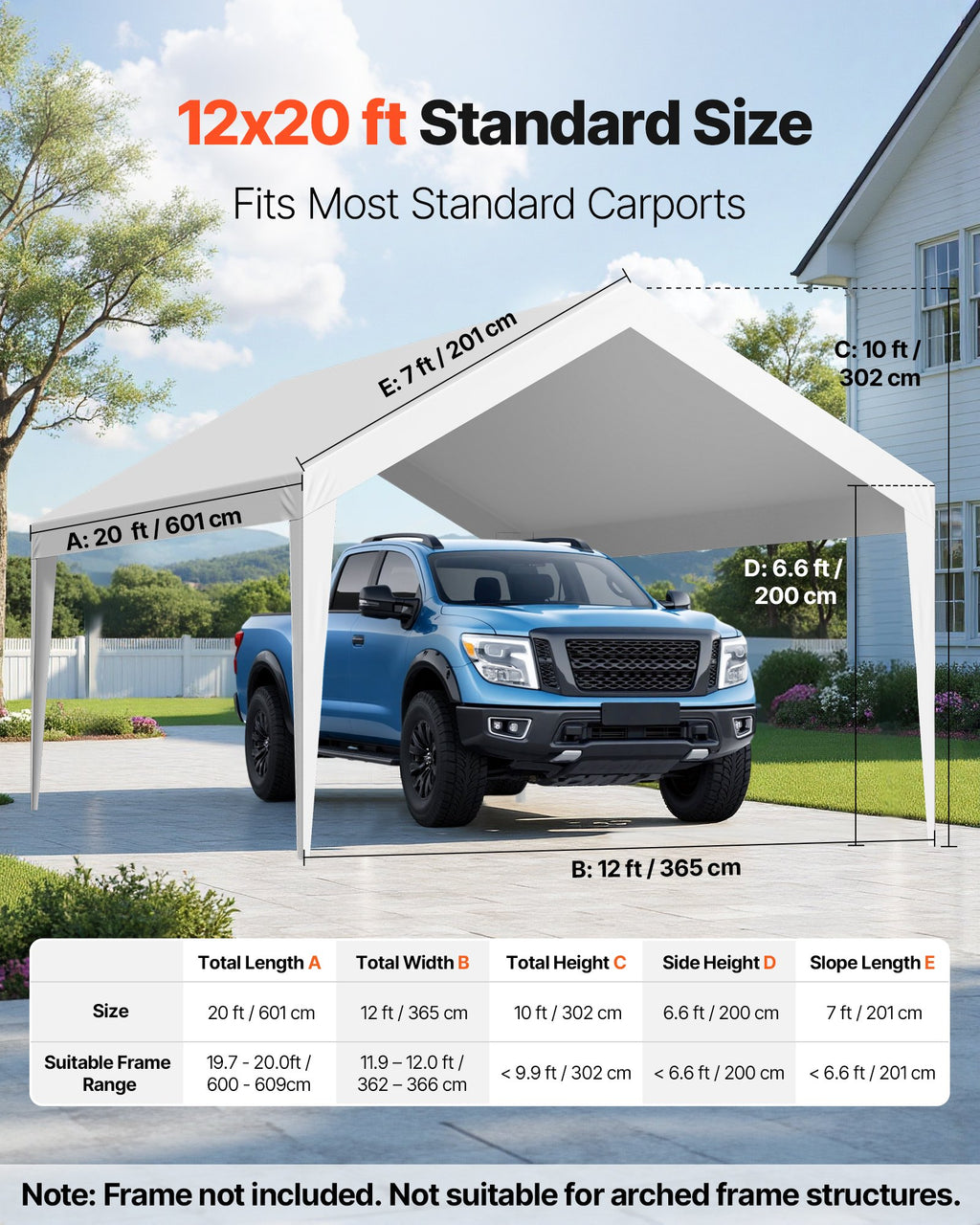 Pavėsinės tentas VEVOR SXYQCPBB12X20, 3,6 x 6 m
