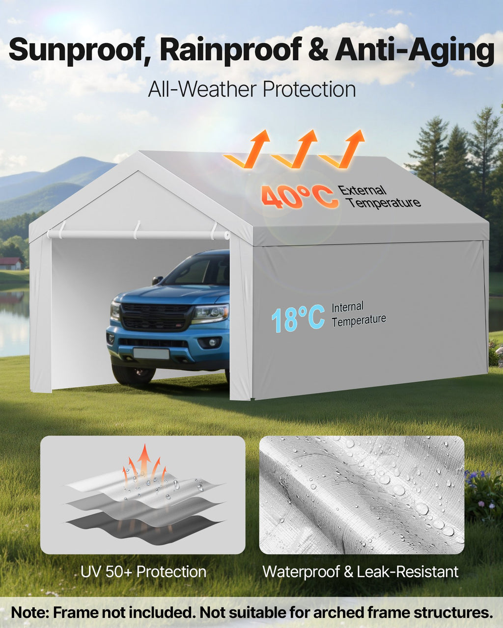 Pavėsinės tentas VEVOR SXYQCPBHDC12X20, 3,6 x 6 m