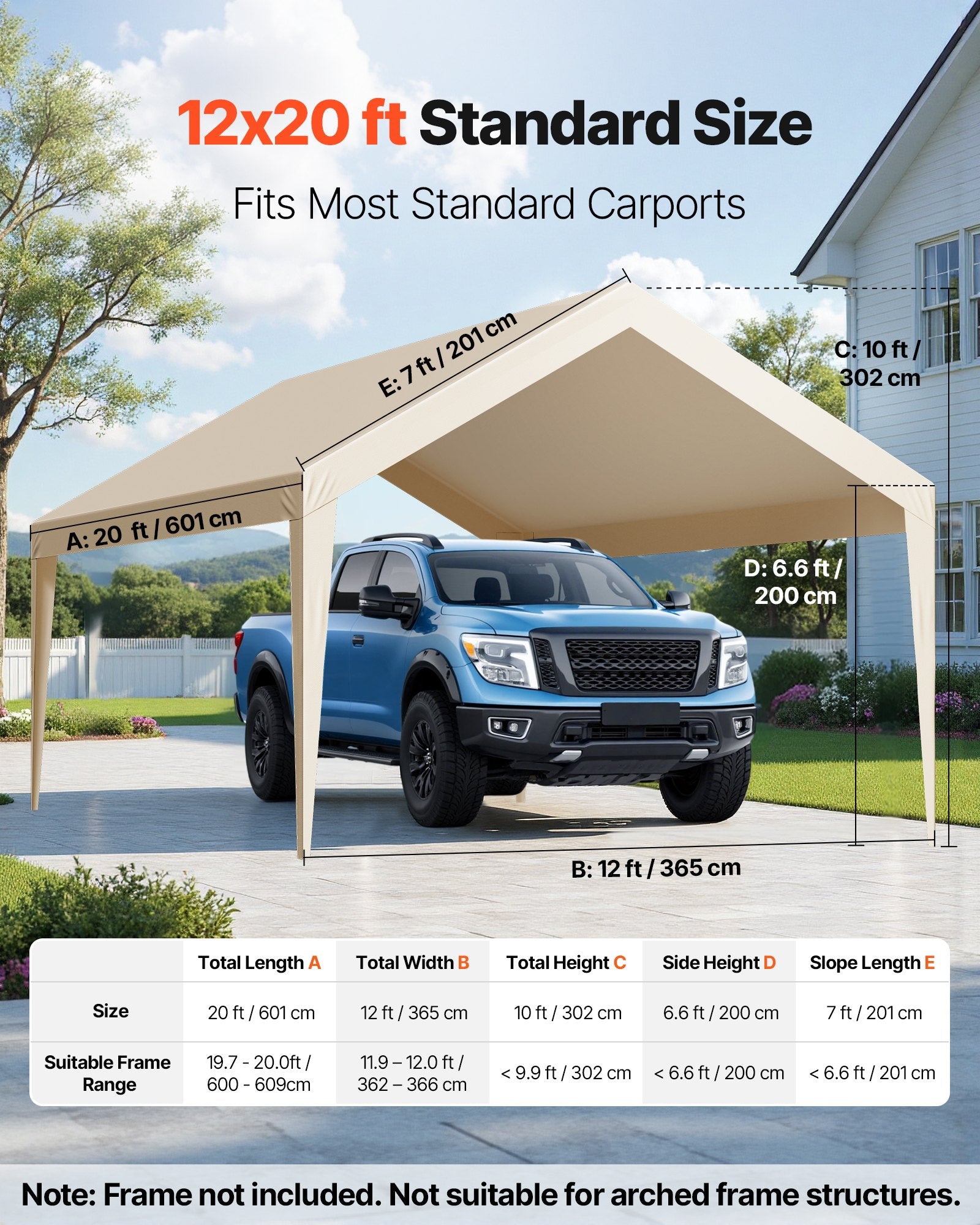 Automobilių stoginės tentas VEVOR SXYQCPBM12X20, 3,6 x 6 m